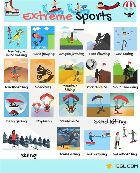 Extreme Sports List in English • 7ESL