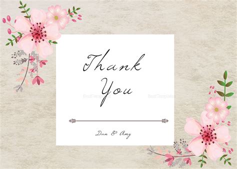 Pink Floral Thank You Card Design Template in PSD, Word, Publisher ...