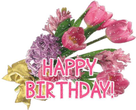 Happy Birthday Flowers GIF - HappyBirthday Flowers Glitter - Discover ...