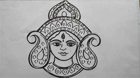 how to draw maa durga face easy line drawing,navratri drawing,durga ...