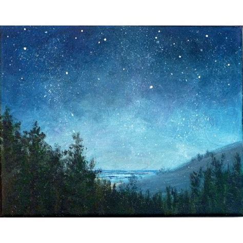 Night sky small stars landscape painting 8x10, astronomy, starry night ...