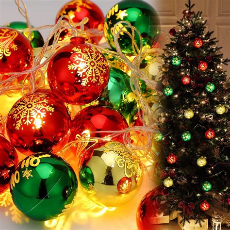 Christmas String Lights 20 LED Xmas Ball Lights 10ft Christmas Ball ...