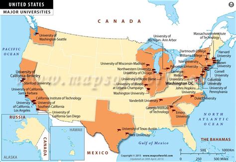 Here's the map showing the top universities and colleges in the USA. # ...