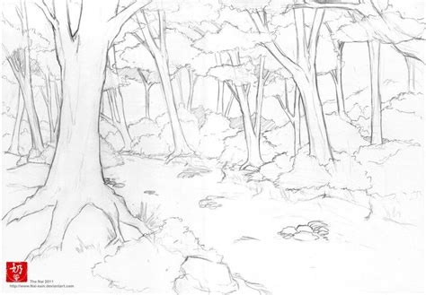 Forest line art | Forest drawing, Forest sketch, Nature drawing