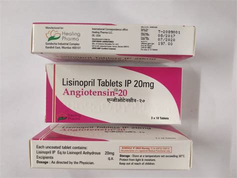 HEALING Allopathic Lisinopril 20 Mg Tablet, Grade Standard: Medicine ...