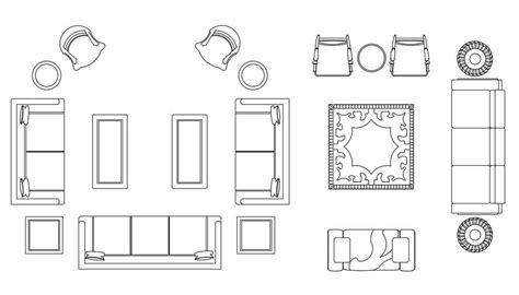 Living Room Furniture CAD Blocks Free Download DWG File - Cadbull