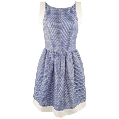 Chanel Dress Blue and White Zip Dress Size 4 US - 36 FR at 1stDibs