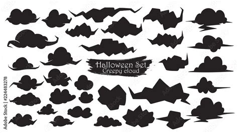 Spooky cloud silhouette collection of Halloween vector isolated on ...