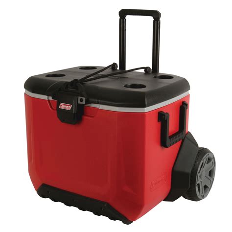 Coleman 55-Quart Rugged All-Terrain Hard Cooler with Wheels, Red ...