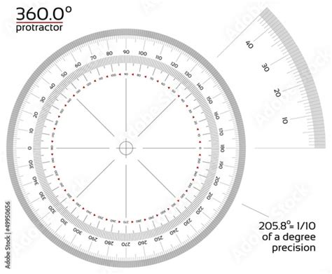 360 degree protractor 1/10 precision Stock Vector | Adobe Stock