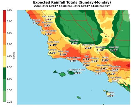 Ventura County Watershed Rainfall Map - Maps For You