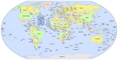 World Political Map With Country Names - Tourist Map Of English