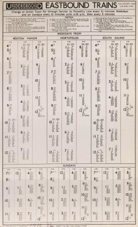 B/W print of poster; District Line Timetable, unknown, 1932 | London ...