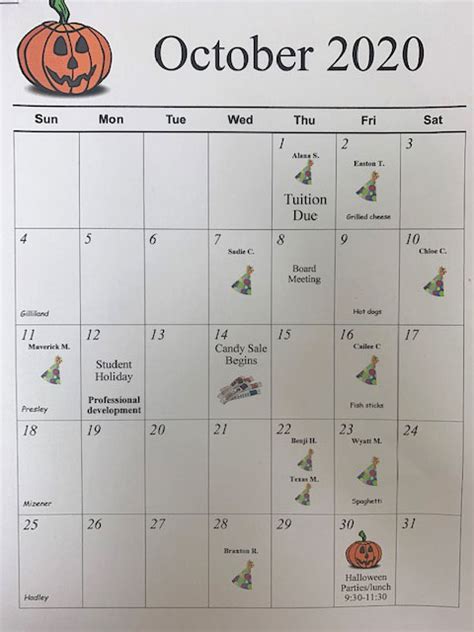 ABC Learning Center in Rockport, Texas - Monthly Calendar