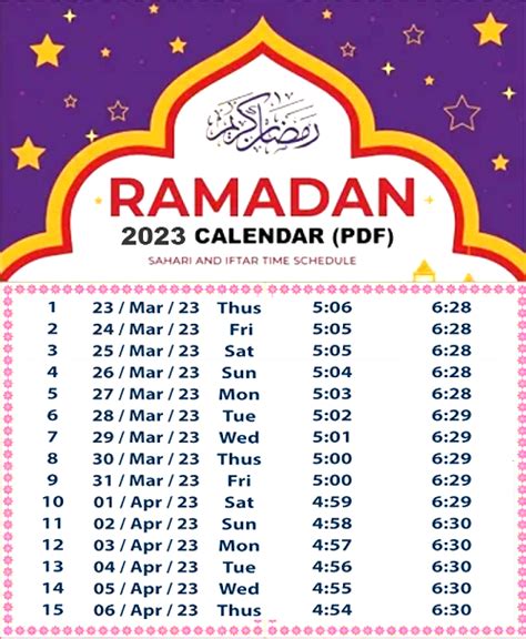 Ramadan Calendar: Download 2023 Ramzan (Time Table) PDF With Dua