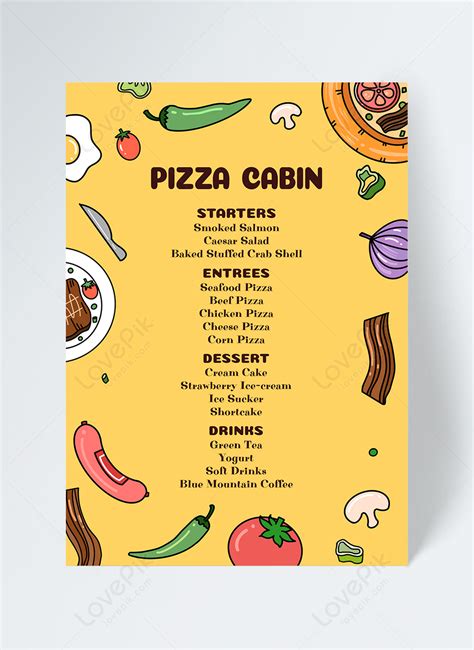 Pizza shop restaurant cartoon menu template image_picture free download ...