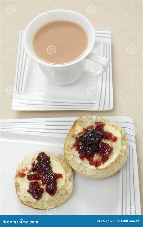 Tea and scones stock image. Image of butter, closeup - 25393763