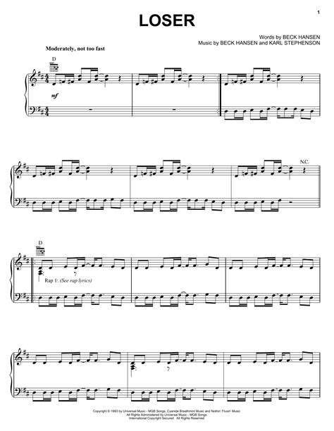 Loser | Sheet Music Direct