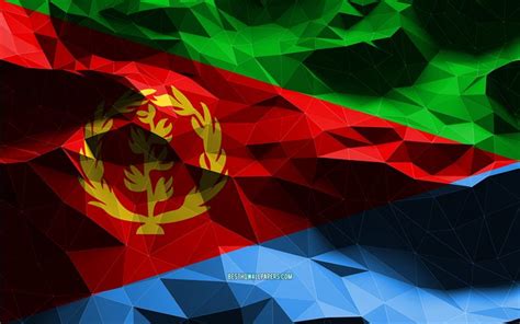 Download wallpapers 4k, Eritrean flag, low poly art, African countries ...