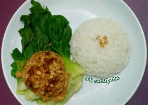 Resep Nasi Sawi Pokcoy Rebus dan Sambel Tempe Geprek Anti Gagal - Resep ...