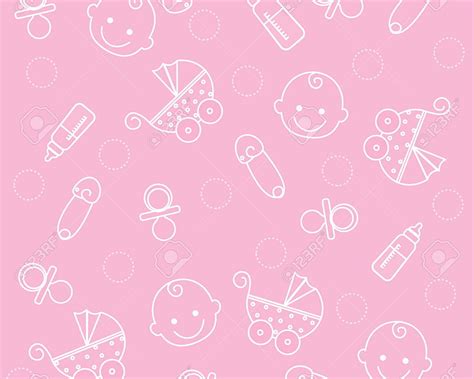 Sweet Pink Baby Girl Elements Seamless Pattern Royalty [] para tu ...