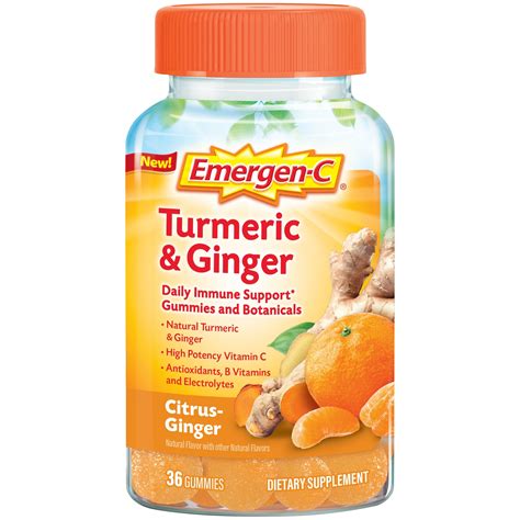 Emergen-C Citrus-Ginger Gummies Turmeric and Ginger Immune Support ...