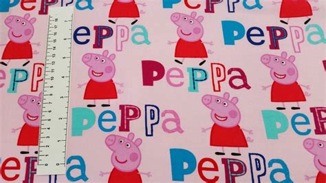 Peppa Pig Pale Pink Quilting Fabric Fat Quarter or Yardage