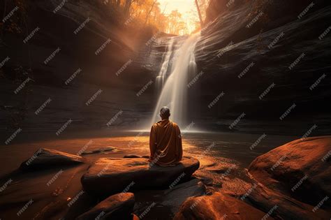 Premium Photo | Ai generated illustration of a buddhist monk in a ...