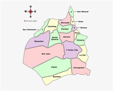 Tarlac Labelled Map - Map Of Tarlac Province Transparent PNG - 511x602 ...