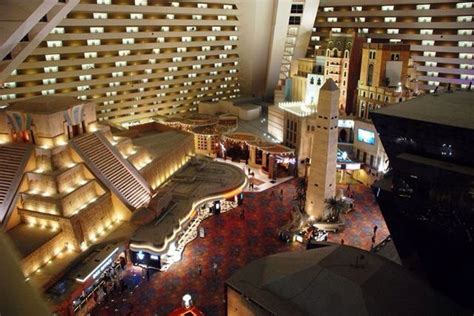 Inside The Luxor hotel and casino. The rooms are stacked on top of each ...