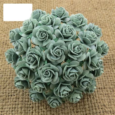 100 SAGE GREEN MULBERRY PAPER OPEN ROSES [SAA-603] : Promlee Flowers ...