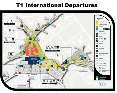 Terminal 1 map at the Sydney Airport SYD