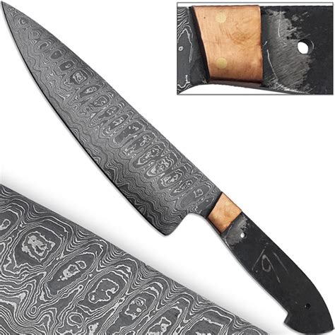 Damascus Steel Blank Santoku Chef Knife Copper Bolstered Cutlery - Edge ...