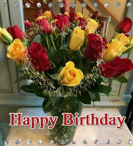 happy birthday flowers gif with name - Madonna Carmona