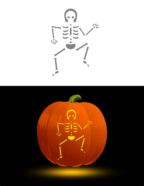 Printable Dancing Skeleton Pumpkin Stencil