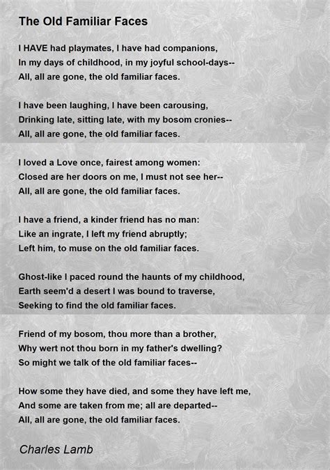 The Old Familiar Faces - The Old Familiar Faces Poem by Charles Lamb