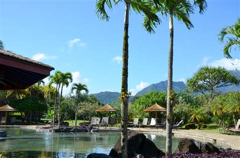 Hanalei Bay Resort Pool view of mountains - Brie Brie Blooms