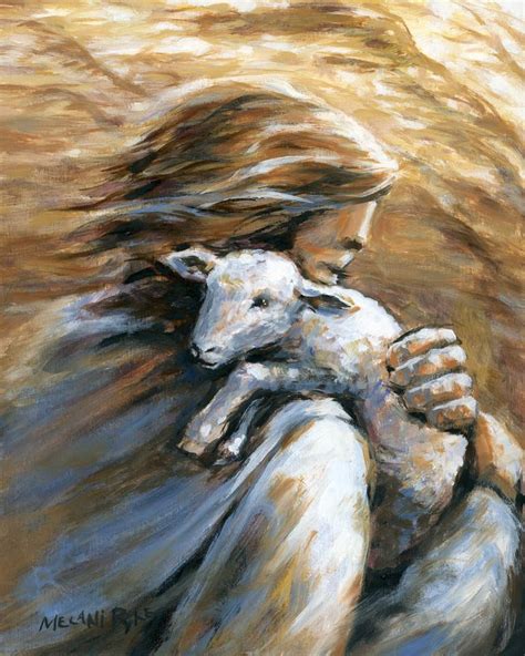 Jesus Carrying Lost Sheep Home Painting by Melani Pyke | Saatchi Art