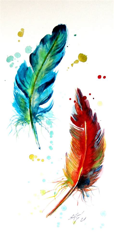 Colorful feathers Painting by Kovacs Anna Brigitta | Saatchi Art