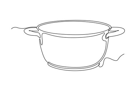 Single one line drawing cooking pot. Cooking utensil concept ...