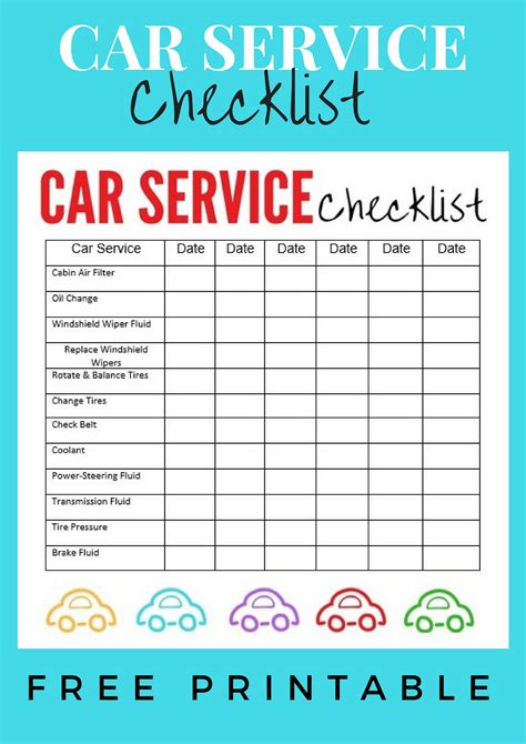 Printable Car Maintenance Checklist