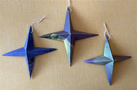 Set of Three Folded Paper Star Ornaments by Ida Northern - Etsy