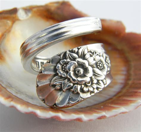 Antique Silver Spoon Ring Silverware Jewelry Jubilee 1953