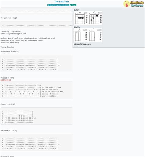 Chord: The Last Tear - Trapt - tab, song lyric, sheet, guitar, ukulele ...