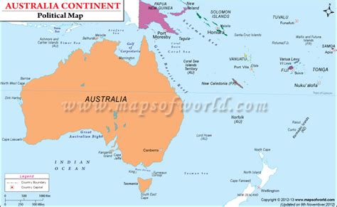 Political Map of Australian Continent | Australian Continent Political Map