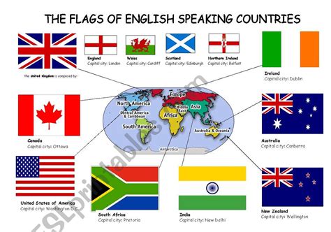 The flags of English speaking countries-2 - ESL worksheet by mathy