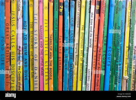 A bookshelf of vintage Ladybird book spines Stock Photo - Alamy