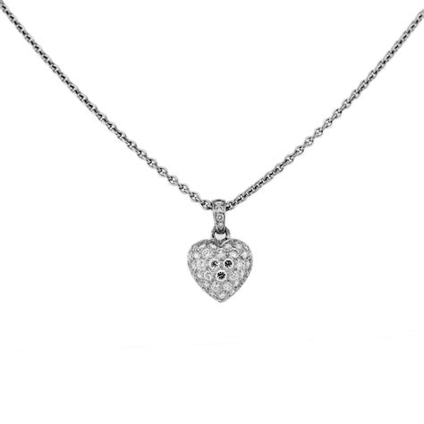 18k White Gold Cartier Diamond Heart Necklace-Boca Raton