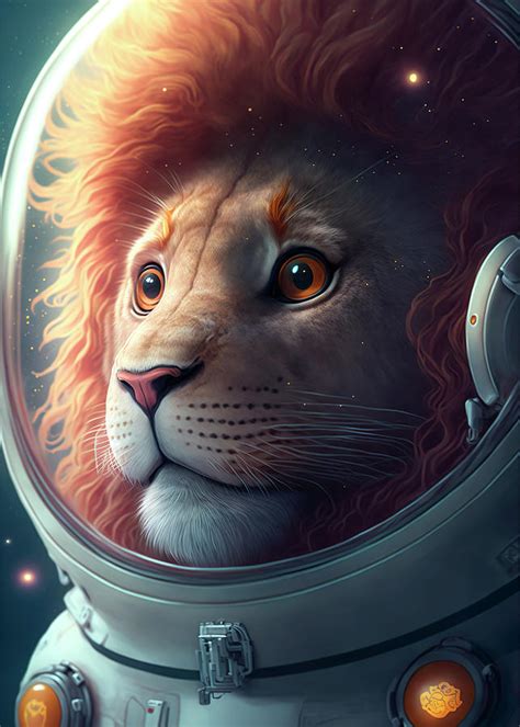 Astro Lion in the Space Digital Art by Christophe Henin - Fine Art America