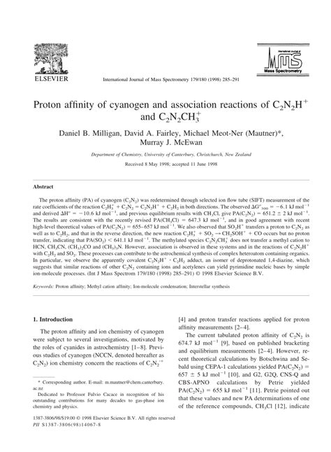 (PDF) Proton affinity of cyanogen and association reactions of C2N2H ...